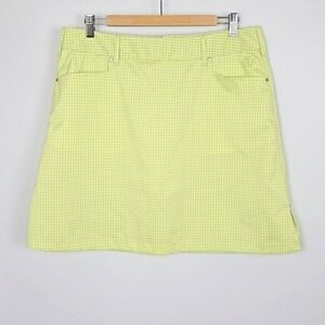 Abacus Women's Skirt Skort Lime Green White Micro Plaid Stretch Size 42/12 Reg